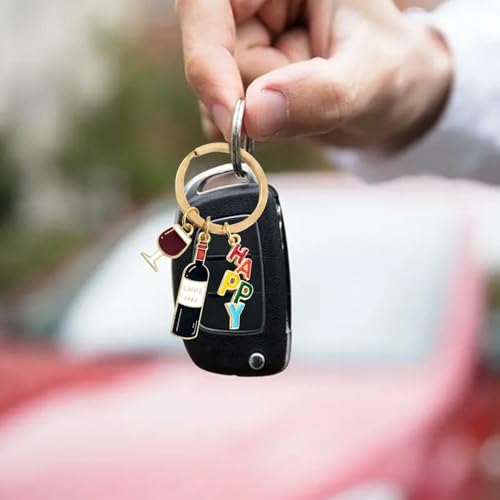 GTYHH 1 Paar Rotweinglas-Ohrringe Und 1 Rotweinglas-Schlüsselanhänger, Interessante Ohrringe, Kreative Ohrringe, Süße Ohrringe