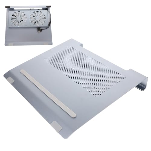 Base para portátil con ventiladores doble y diseño ajustable gris miniatura 5