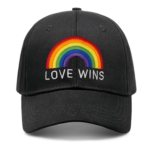 Image of Gay Pride Trucker Hat for Men and Women Rainbow LGBT Embroidered Adjustable Washable Baseball Cap Accessories Gifts