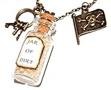 Bronze Pirate Charm Necklace jar of Dirt Keys Jolly Roger Skull Ship Flag Bottle Pendant Vial Sand