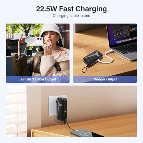 Shdnxasj Portable Charger With Built In Cable And Ac Wall Plug,10000 Mah External Battery Power Bank thumb #1