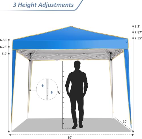 Image of COBIZI 10x10 Pop Up Canopy with 4 Removable Sidewalls, Canopy Tent for Parties Waterproof Wedding Event Tent,Instant Outdoor Gazebos with Church Window,Carry Bag,4 Stakes,Ropes & Sandbags