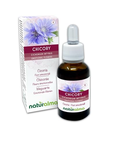 Chicory o Achicoria (Cichorium intybus) Remedios florales Naturalma - Gotas 30 ml - Extracto líquido sin alcohol - Esencias florales - Vegano y libre de alcohol