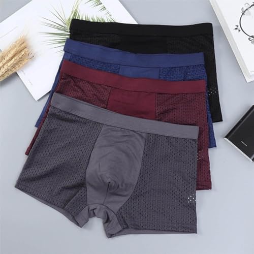 2024 Bamboo Fibre Boxer Shorts 4pcs - Breathable Quick-Drying Sports Flat Pants for Men (Color : 4pcs, Size : 3X-Large)2