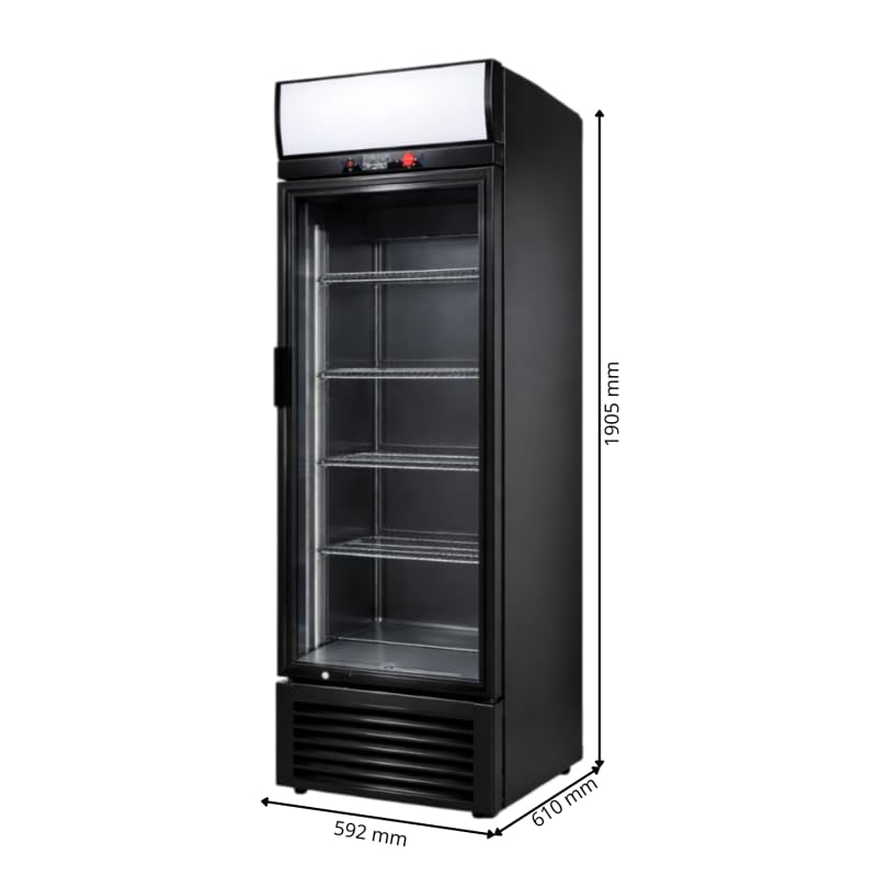 Armario de bebidas refrigerado genérico 350L con dosel – vitrina refrigerada profesional para comercios, cafeterías, restaurantes, aperitivos – Refrigeración eficiente y diseño atractivo