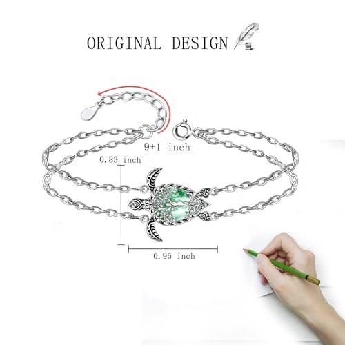 Image of Fenthring Sea Turtle Anklet Bracelets for Women Sterling Silver Ankle