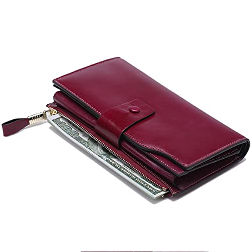 women clutch wallet genuine leather checkbook(purple)