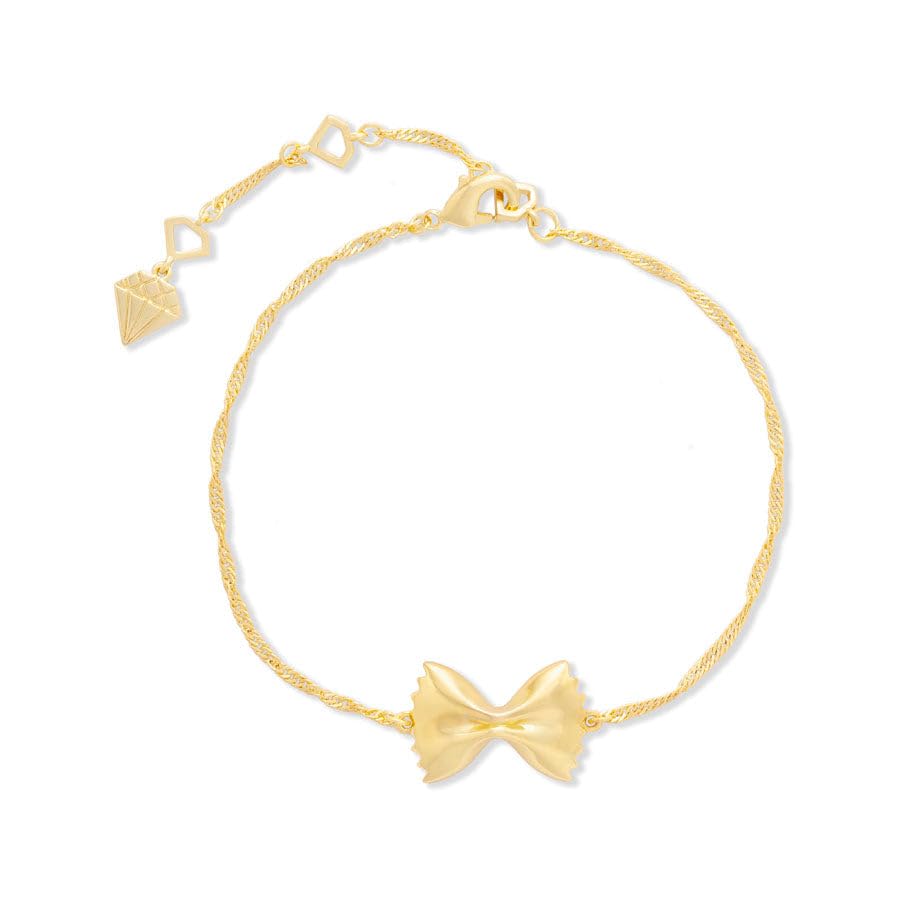 Image of Wanderlust + Co Bow Tie Pasta Bracelet 14K Gold /Rhodium Plated Jewelry Hypoallergenic Shower-safe