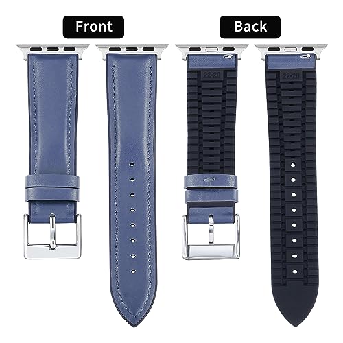 Image of BINLUN Leather Silicone Bands Compatible with Apple Watch 38mm 40mm 41mm 42mm 44mm 45mm 46mm 49mm Sweatproof Replacement Strap for iWatch 11 /10 /9 /8 /7 /6 /5 /4 /3 /2 /1 /Ultra /SE Men Women