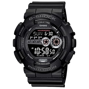 Casio Tênis masculino GD100-1BCR G-Shock GG preto multifuncional digital esportivo W..., Preto/digital, Digital, movimento de quartzo