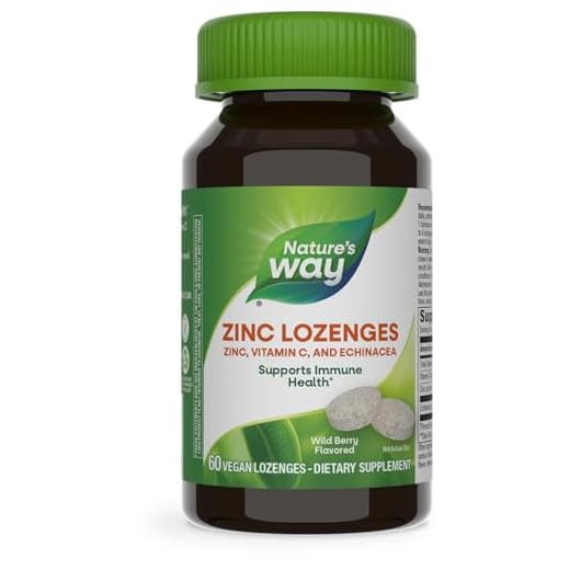 Nature's Way Zinc Lozenges with Vitamin C & Echinacea, Immune Support*, 23 mg of Zinc & 100 mg of Vitamin C per Serving, Wild Berry Flavored, 60 Lozenges (Packaging May Vary)