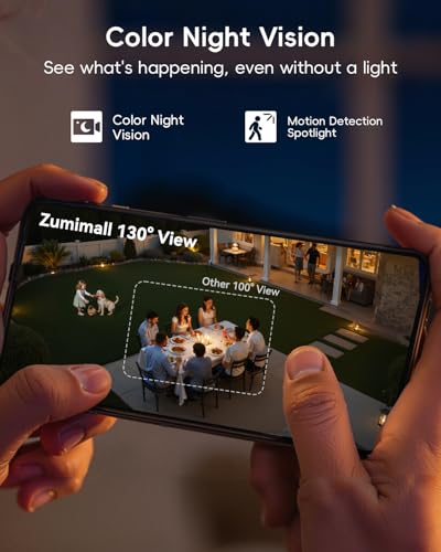 Image of ZUMIMALL Solar Security Cameras Wireless Outdoor, 2K Outdoor Camera Wireless Solar Powered, 2.4G WiFi Battery Camera, 3MP Color Night Vision, Magnetic Mount,Siren,PIR /AI Analyse, IP66, Cloud, Alexa