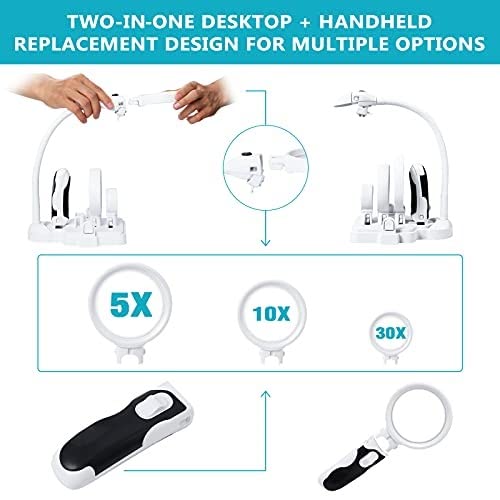 Loupe Loupe de Bureau avec lumière LED Outils matériels de Base Robustes de Haute clarté durables pour Les travaux rapprochés Loupes de Lecture
