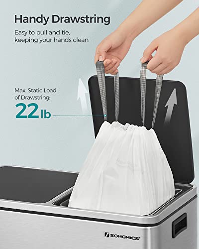 Songmics Small Trash Bags For 6.6 Gallon Trash Cans, Drawstring Garbage Bags, Liner Code 025A, 2 Rolls, 80 Count, White Ukrb025A02 #TOP4