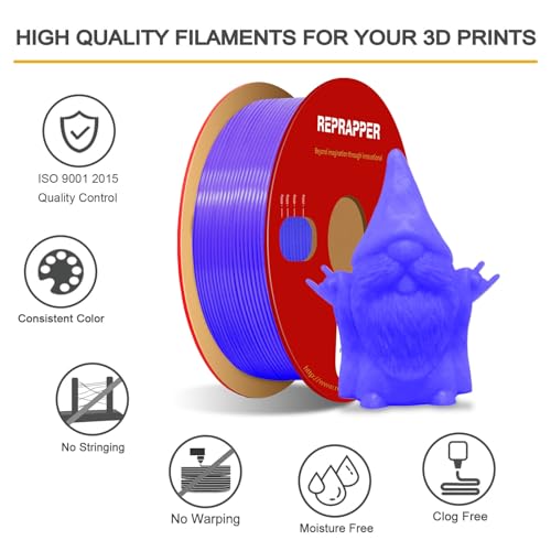 Image of RepRapper Glow in the Dark Purple PLA Filament 1.75mm (+- 0.03mm) 2.2lb (1kg) for 3D Printer, Phosphorescent Glow PLA Purple Color