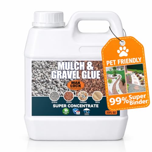 Mulch Glue for Landscaping Rock Glue & Gravel Binder Fast-Dry Non-Toxic Mulch Stabilizer Weather-Resistant for Pea Gravel Pebbles Pine Straw Garden Paths & Patios (Clear-A01)