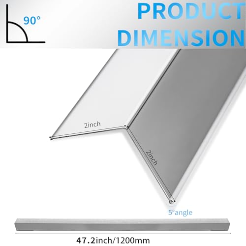 Image of 6-Piece Set, Extra Thick (1mm) Stainless Steel 90 Wall Corner Guards, 2x2x48 Inches, for Wall Corner Protection & Decoration. (6, Bright Silver)