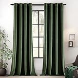 EMEMA Olive Green Velvet Curtains 84 Inch Length 2 Panels Set Room Darkening Luxury Curtains Grommet Thermal Insulated Drapes Window Curtains for Living Room W52 x L84