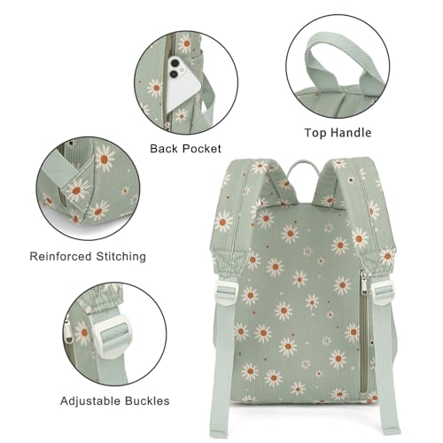 Image of Corduroy Womens Mini Backpack Girls Small Backpack Purse Fashion Casual Daypack School Bookbag (Daisy Green)