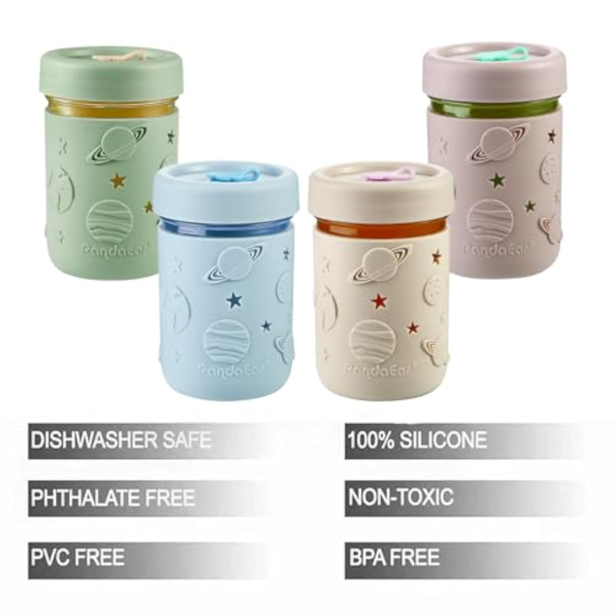 4 Pack Glass Mason Jar Cups with Straws for Kids