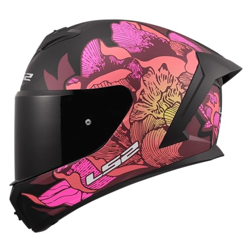 LS2, Casco Moto Integral RAPID III POPPIES II Black Pink, XS