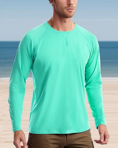 Men's Hiking Running Outdoor Tops - UPF 50+ Long Sleeve Rash Guard Swim Shirts, Sun Protection Quick Dry