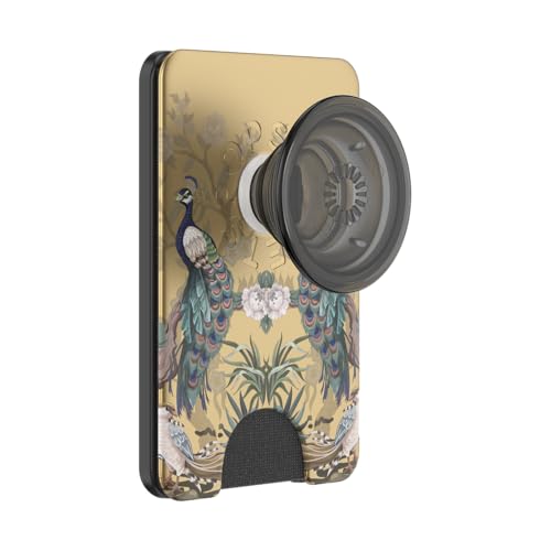 Image of PopSockets Phone Wallet for MagSafe, Phone Card Holder with Grip, Gold - Secret Garden