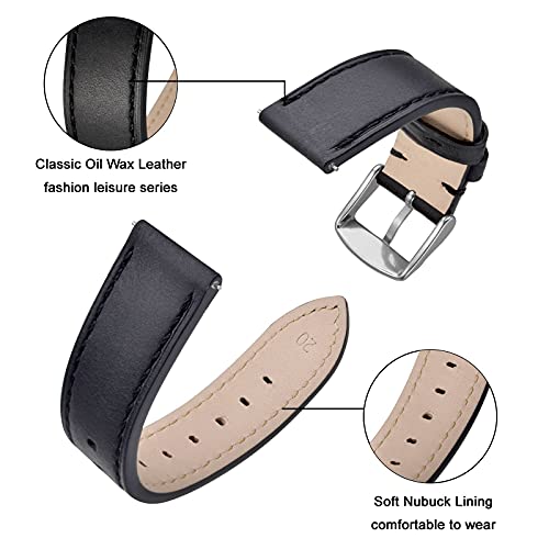 ANNEFIT Watch Straps 16mm 17mm 18mm 19mm 20mm 21mm 22mm - Classic Oil Wax Leather Quick Release Watch Band