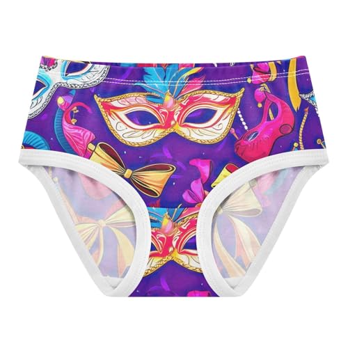 Bright Toddler Girls Underwear 2t Cotton Panties for Girl Colorful Carnival Masks Purple Briefs Undies Kids