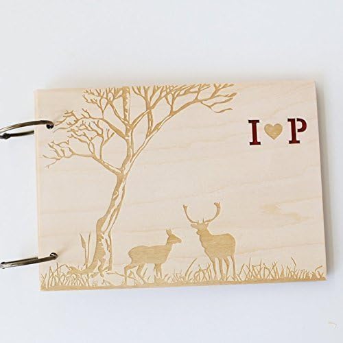 Personalized Forrest Deer Guestbook, Custom Rustic Wood Wedding Guestbook, Wooden Personalized Wedding Guest Books