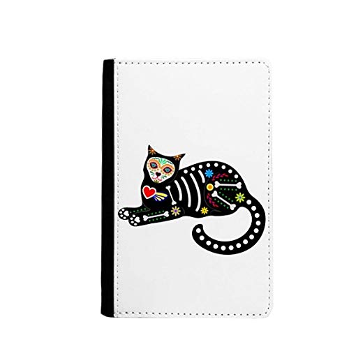 Étui portefeuille passeport cœur os de chat noir style terreur