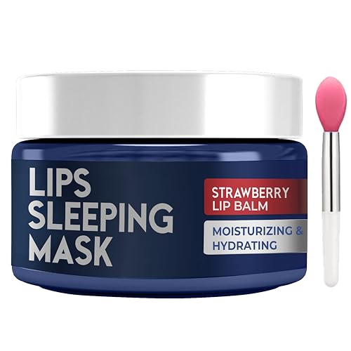 Lip-Mask-Overnight-with-Hyaluronic-Acid-Collagen-Lip-Sleeping-Mask-for-Dry-Cracked-Lips-Moisturizing-Hydrating-Exfoliating-Night-Treatment-for-Lip-Care-Strawberry