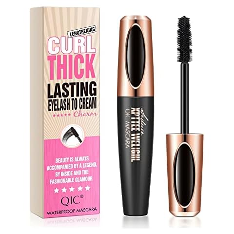 Curly Mascara Black,4D Mascara,Waterproof & Long Lasting Waterproof Mascara,Black Mascara,Silk Fiber Eyelash,Lengthening Mascara Black,Vegan Mascara for Woman Girls Cover