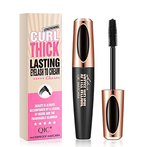 BGHK Curling Mascara Black, 4D Mascara, Waterproof Long Lasting Waterproof Mascara, Black Mascara, Silk Fiber Lashes, Black Extensioning Mascara, Vegan Mascara for Girls Cover