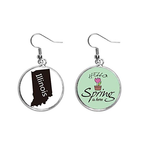 Pendientes colgantes de Illinois con diseño decorativo de mapa