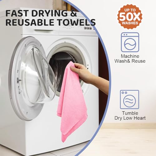 Image of HASTHIP Microfiber Cleaning Cloth Roll 15 Count 25x40cm Absorbent