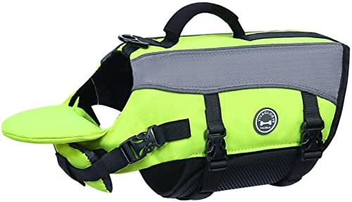 VIVAGLORY Front Float Dog Life Vest, Dog Life Jacket for Swimming & Boating, Swimming Vest with Chin Float & Handle, Ripstop & Buoyancy for Puppy Doggy, M, Bright Yellow