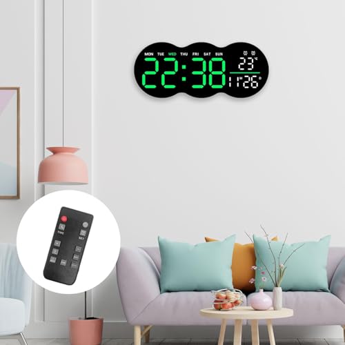 Horloge murale numérique réveil polyvalent calendrier affichage vert LED