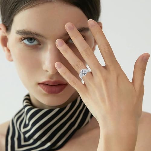 10K 14K 18K Gold 2 Carat Cushion Cut Gemstone Engagement Rings for Women with Moissanites/Diamonds Cushion Birthstone Promise Anniversary Ring for Her Size 3-154