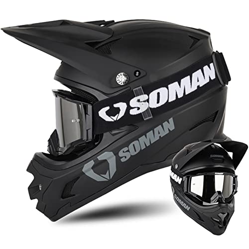 Casco Moto Off-Road Cross-Trial Kids Casco De Motocross para MX Quad Bike ATV Scooter Descenso Go Karting (Multicolor S-XXL, 56-63CM) - Homologado ECE/DOT