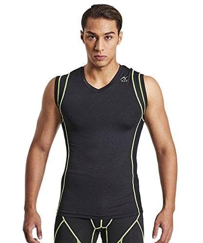 [�A�N�Z�t] Balance Fit Sleeveless Tee(V-neck) (L, BLACK × YELLOW)