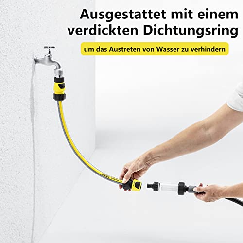 Hlimior Wasserfilter Gartenschlauch, 2 Stück 3/4 Zoll Wasser Vorfilter Wasserfilter Set mit 5 Filtereinsatz & 2 Schnelladapter für Hochdruckreiniger, Gartenpumpe, Gartenbewässerung, Wohnmobil
