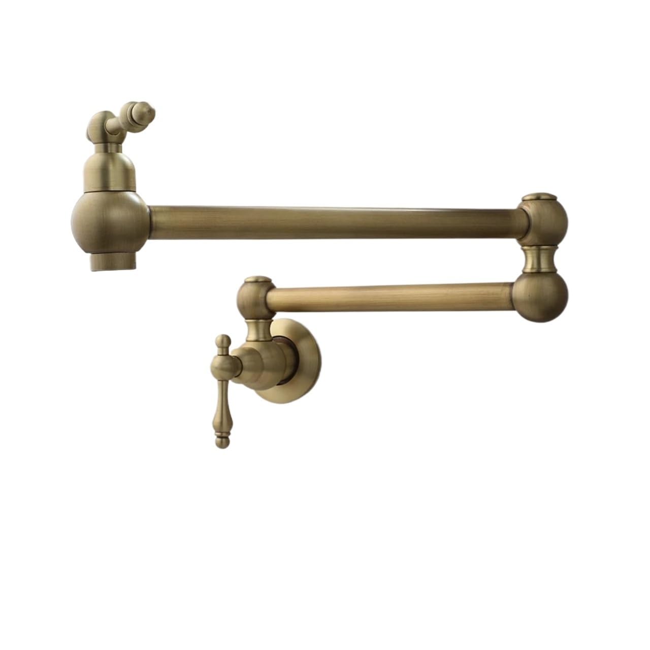 ZQFHSX Gold Pot Filler Faucet Wall Mount Folding 2 Handle with Double Joint Swing Arms Brass Commercial Kitchen Faucets for Most Scenarios