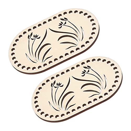 OHPHCALL 2Pcs Wooden Bag Bottoms with Grass Pattern DIY Crochet Supplies for Custom Bags Baskets Smooth Surface Durable Design for Crafting Present Making