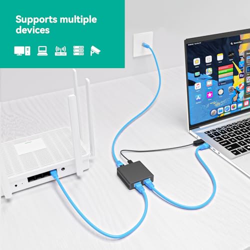 BLIYEE 2 Port Gigabit Ethernet Switch, 1000Mbps Network Switch Adapter, Easy LAN Expansion for PC Router, Plug & Play, Stable Wired Connection, RJ45 Cat5/6 Compatible by bliyee - Used condition - Image 4