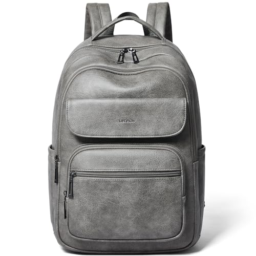 Image of Leresas Backpack Purse for Women Mens for Work Travel Back Pack Purses Vegan Leather Back Pack Fashion Laptop Computer Bag Dark Grey