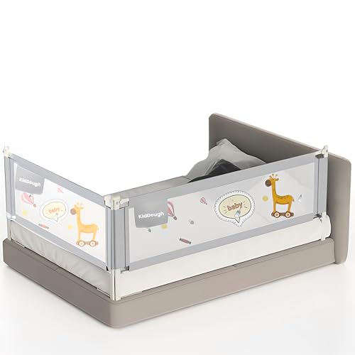 Image of KidDough Bed Rail Guard for Kids Safety Bed Rail for Baby Safety (6.5ftX5ft, 2 Sides, Grey)