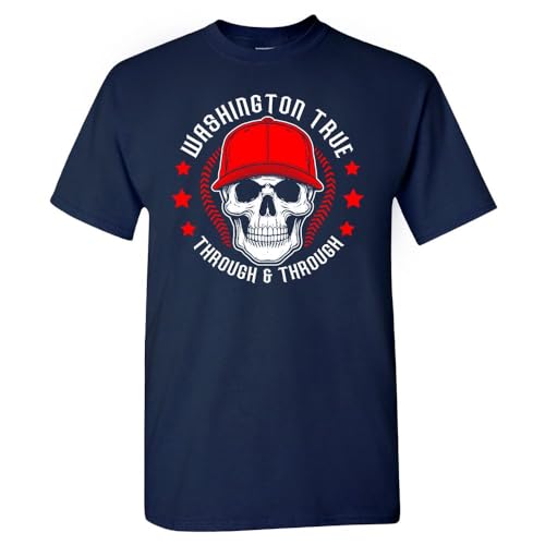 Washington True Through & Through Men's Skull T-Shirt for Washington Fans (Navy Shirt,4XL)