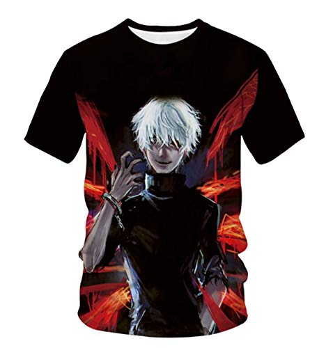 famesale Tokyo Ghoul T-Shirt imprimé 3D Unisexe Anime Tokyo Ghoul Kaneki Ken Cosplay Costume T-Shirt à Manches Courtes