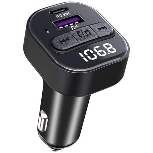 Transmetteur FM Bluetooth 5.3, Adaptateur De Voiture Bluetooth Pd 30 W Chargeur De Voiture Qc30 Double Microphone~p85521244